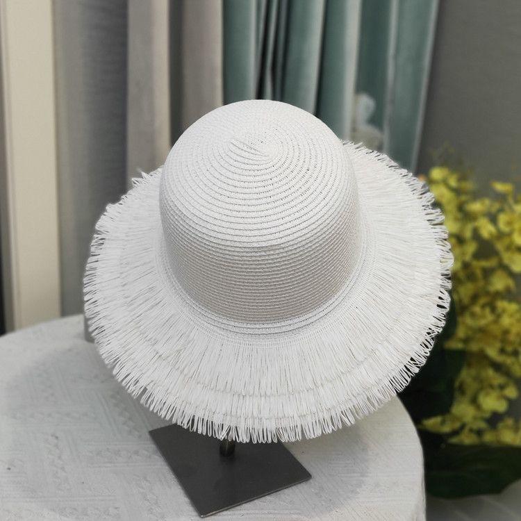 New Tassel Edge Straw Hat Women's Summer Seaside Beach Big Brim Vacation Wind Sun Protection Sunshade Straw Sun Hat
