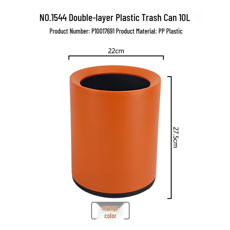 Double-Layer Plastic Trash Bin: Bathroom & Kitchen Waste Basket 27.5*22 cm