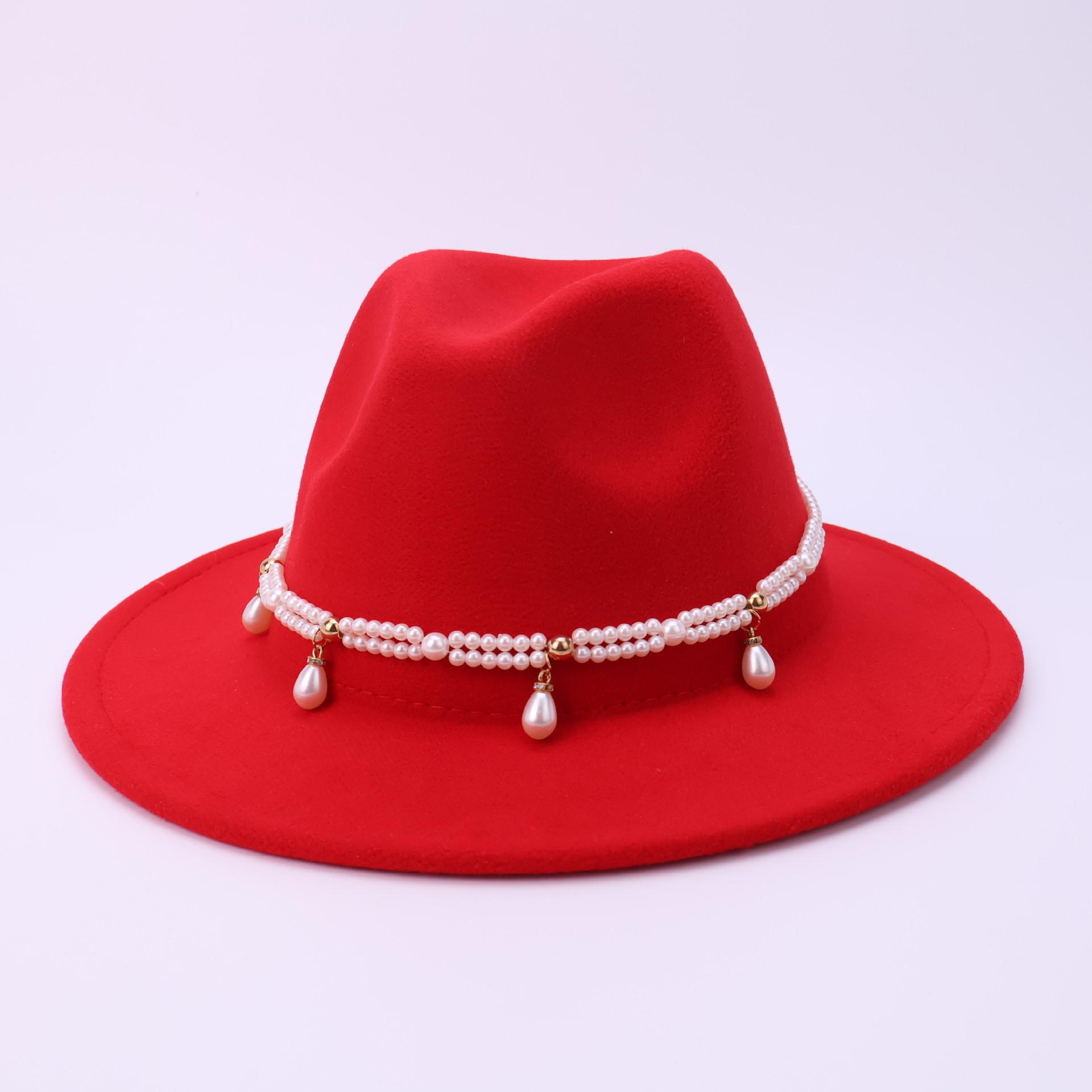 

Новая европейская и американская женская широкополая цилиндровая шляпа Британские ретро-аксессуары Шляпа-федора Мужская шерстяная фетровая шляпа Шляпа от солнца M（56-58cm） красный