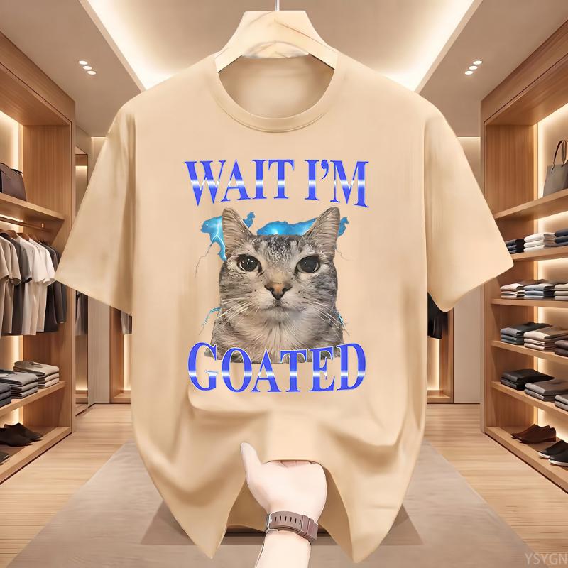 Warte, ICH bin der Geilste Katze Alberne Lustige Katzen Meme T-Shirt Sommer Lustige T-Shirts Baumwolle Beliebtes T-Shirt Für Oberteile