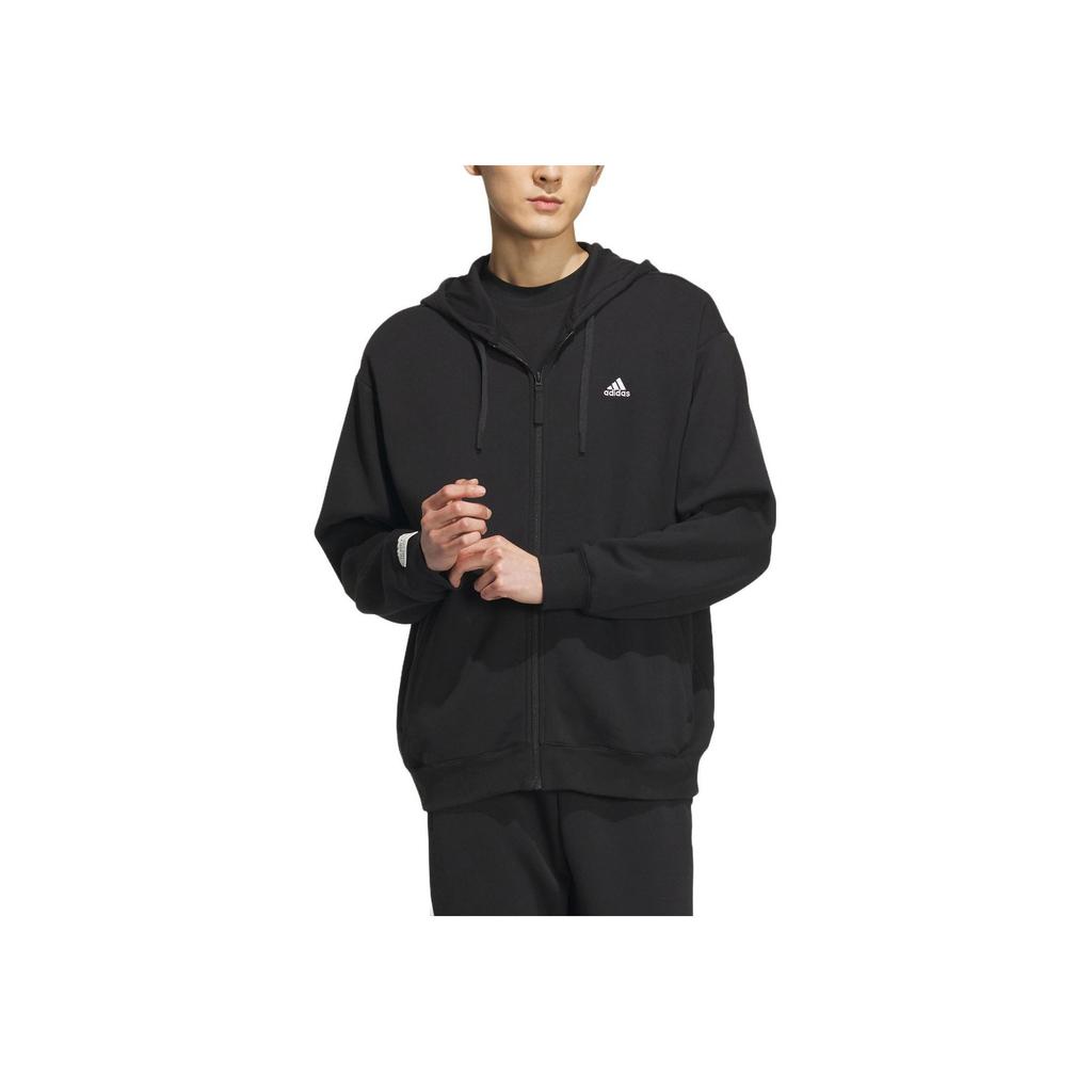 Adidas Hooded Zipper Fleece Thick Sports Casual Jacket Men Jacket Black IV7607