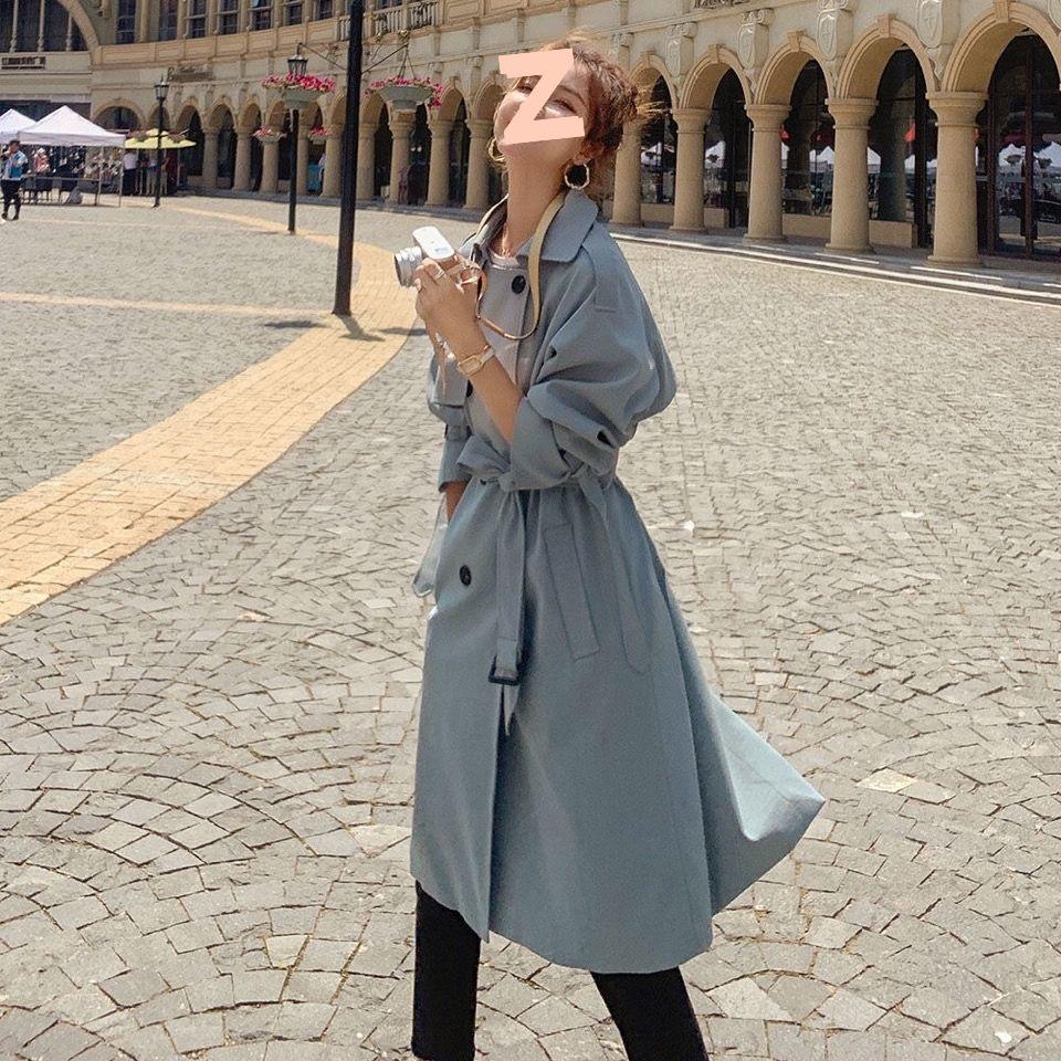 Women's Mid-Length Korean-Style Loose Trench Coat - British Design, Spring & Autumn 2025 Trend