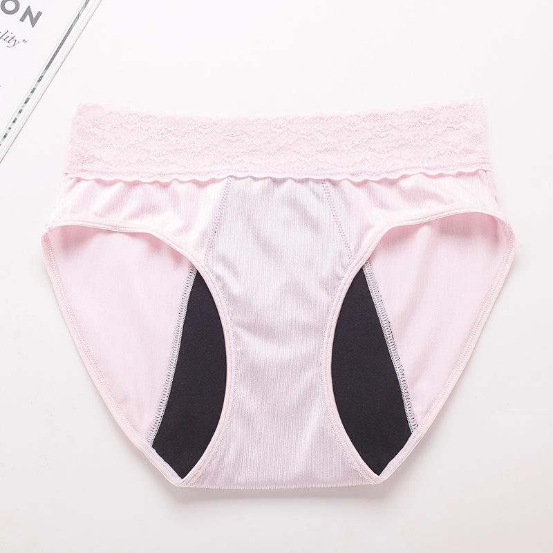Women's Plus Size Lace Physiological Pants with Four Layers No Need To Wear Sanitary Pads Front Back Leak Proof Menstrual Underwear Panties