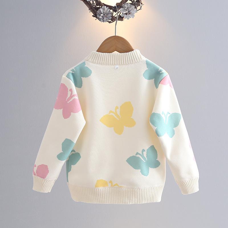 Girls' Sweater Thickened Autumn Winter Fashionable Versatile Children's Knitted Sweater Girls' Top Sweet and Cute