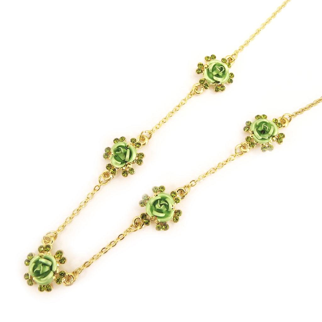 Les Trésors De Lily [D6288] - Designer Necklace 'Rosa Romantica' Green