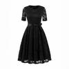 European, American spring and summer new fashion dress lace slim temperament bow dress