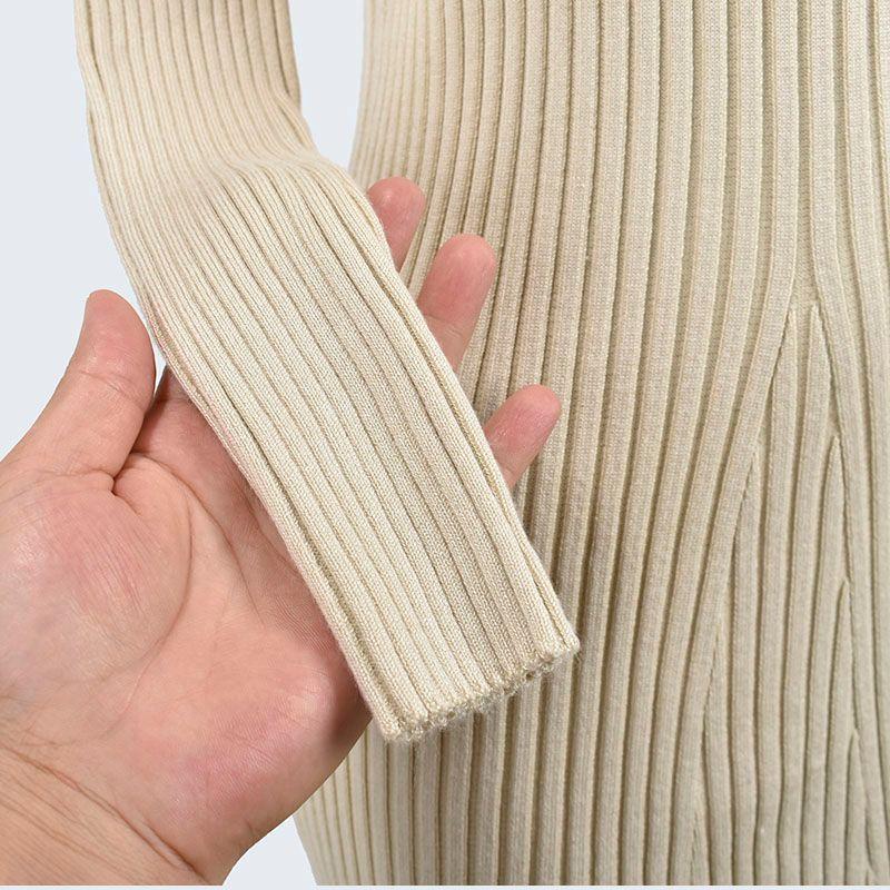 French Style Retro off-the-Shoulder Knitted Sheath Dress Women's Autumn and Winter Long Sleeve Slim Fit Inner Wear Mid-Length Base Skirt