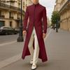INCERUN Men Autumn Stand Neck Long Sleeve Buttons High Splits Long Windbreaker Coats