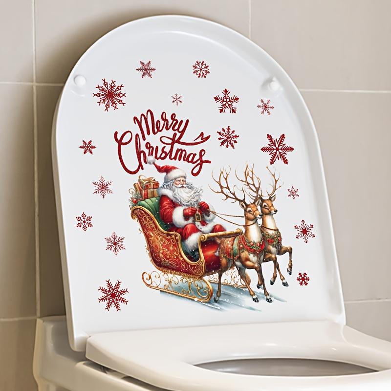 1sheets Cartoon Santa Claus Toilet Sticker Removable PVC Holiday Decoration for Bedroom Nursery Bathroom Toilet Decorat Stickers