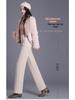 Women's 2025 Winter High-Waisted Woolen Silk Cotton Wide-Leg Pants: Loose, Warm, Drape, Hip-Covering Straight-Leg Design