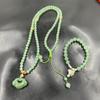 Natural Green Aventurine Cloud Pendant Sweater Chain with Women's Bracelet