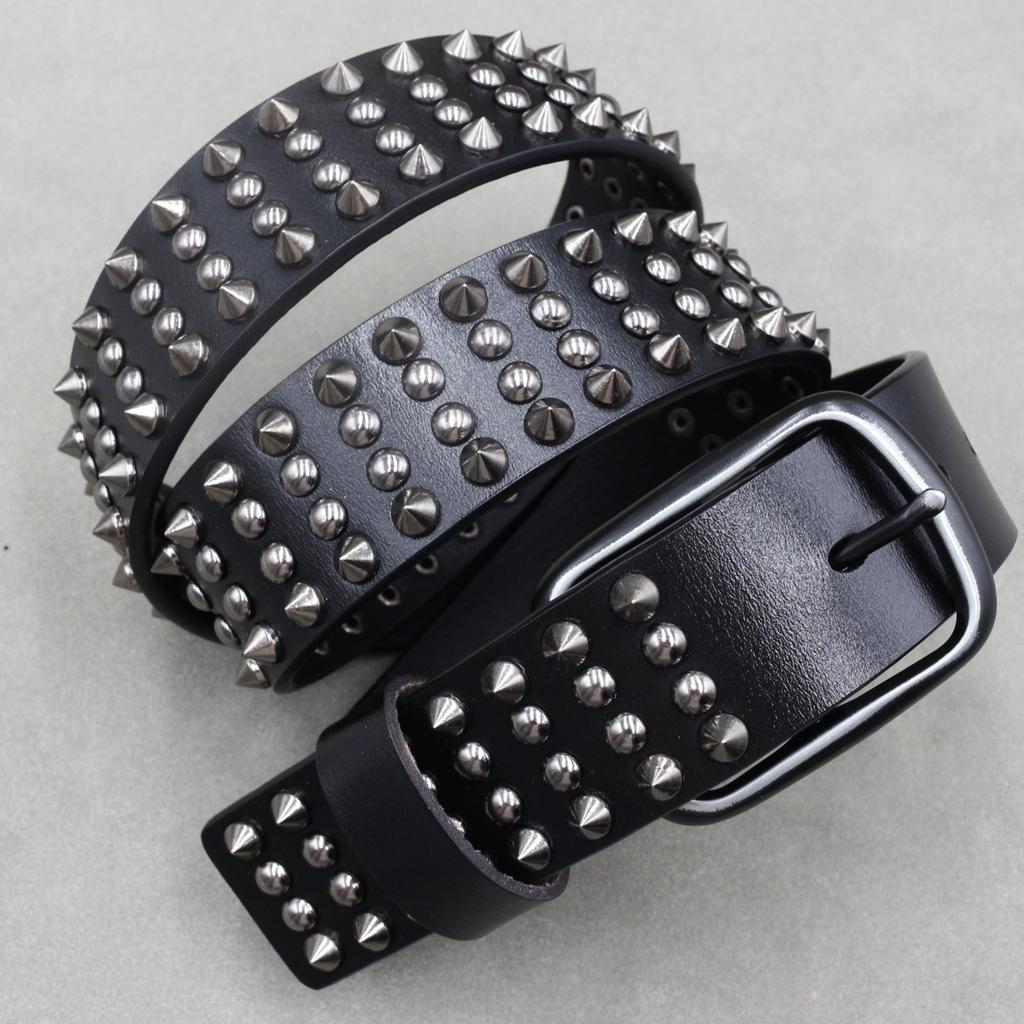 Metal Rivet Belt Luxury Designers Men Rivet Punk Belt Cow Genuine Leather Cintos Masculinos Male Women Rock Hip Hop Strap Waist