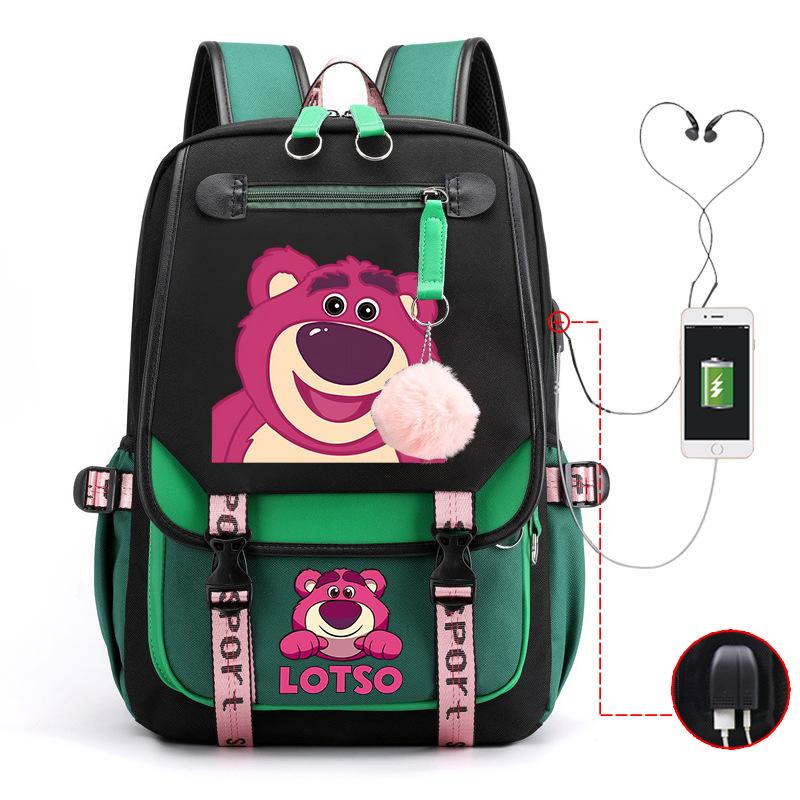 Mengmeng Xiaoqing Strawberry Bear Printing College Style Campus Primary School Student School Bag Lightweight And Large Capacity