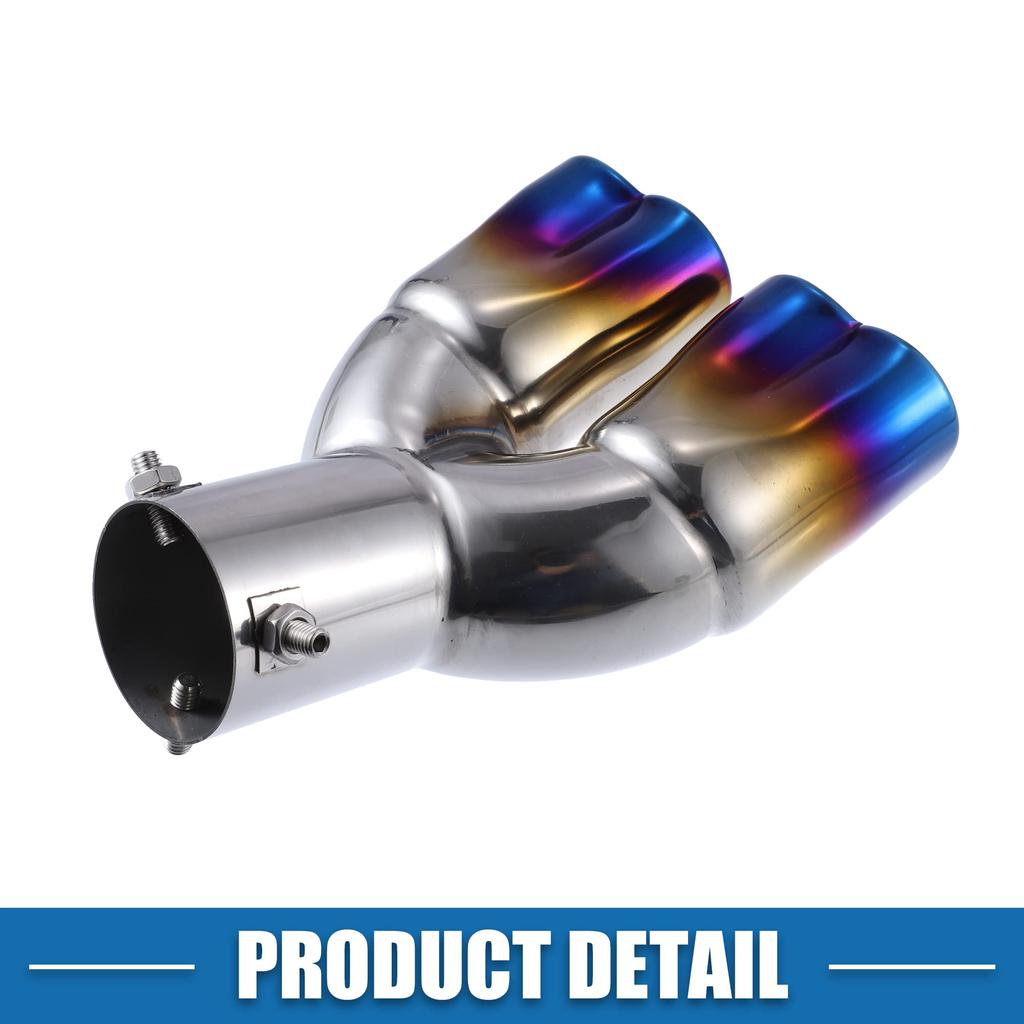 ABSOPRO Muffler Dual Downward Exhaust 60mm Universal Fit for Exterior Dual Outlets Cutter, Pipe, Heart-Shaped, Bolt-On, Metal, Diameter,