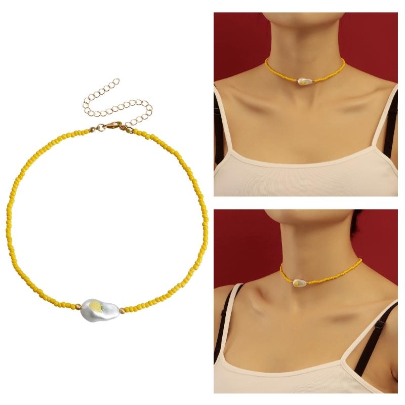 Baroque Simulated Pearls Necklace Short Clavicle Chain Necklace Bohemia Jewelry Dainty Clavicle Chain for Women Girl