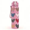 1PC Multi Pattern Heart Grid Layout 750ml Color Plastic Sports Water Bottle Leakproof Flip Straw Lid Suitable for Sports Office Home Use