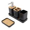Zestaw Akcesoriów Łazienkowych Zestaw Łazienkowy z Kubkiem na Szczoteczki do Zębów, Kubkiem, Dozownikami na Balsam, Mydelniczką, Tacką Czarny