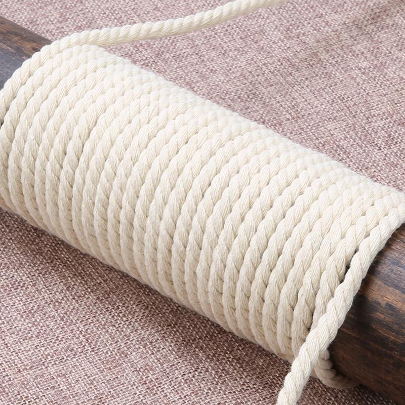Sturdy Handmade Three-Strand Cotton-Hemp Rope for DIY Projects - Thick White Binding or Air Conditioner Water Pipe