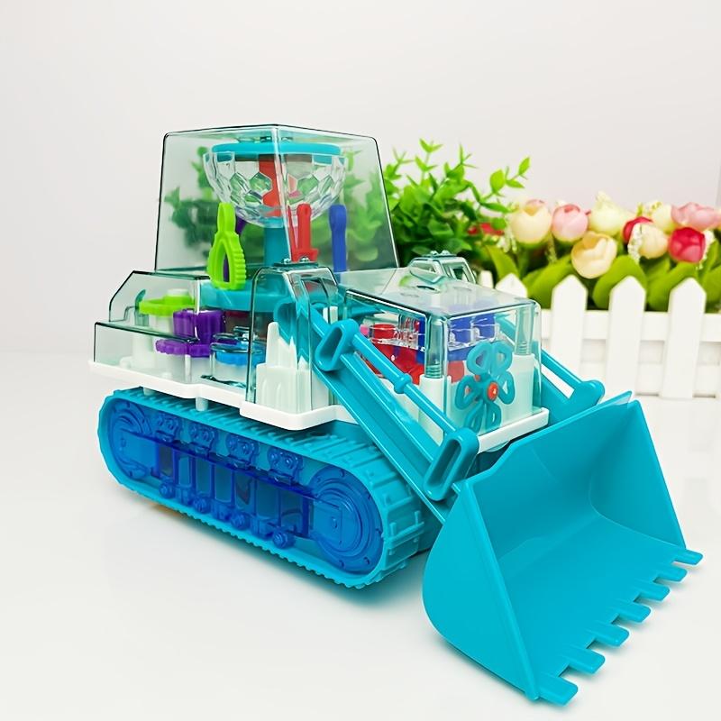 

Прозрачная игрушечная машина бульдозер с толкателем, Игрушка со световыми и музыкальными функциями, Функция автоматического закрытия, Эффект ночника, Батарейки в комплект не входят синий