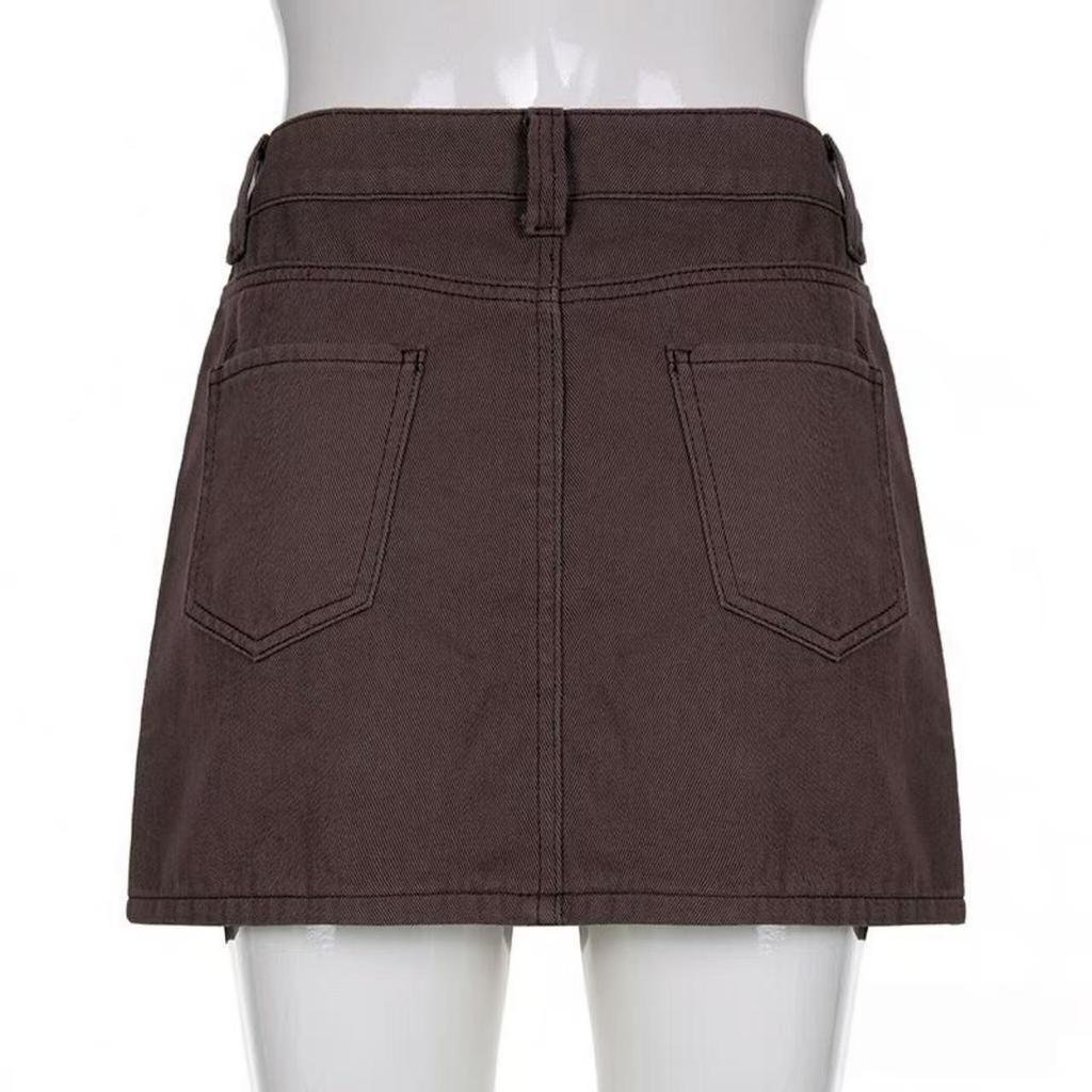 European & American Style Low-Waist Slim Hip Skirt - Autumn Solid Color