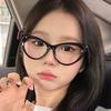 Women Trendy New Cat Eye Glasses Anti Blue Light Retro Large Frame Triangle Spectacle Frame Anti Radiation Eyeglass For Woman