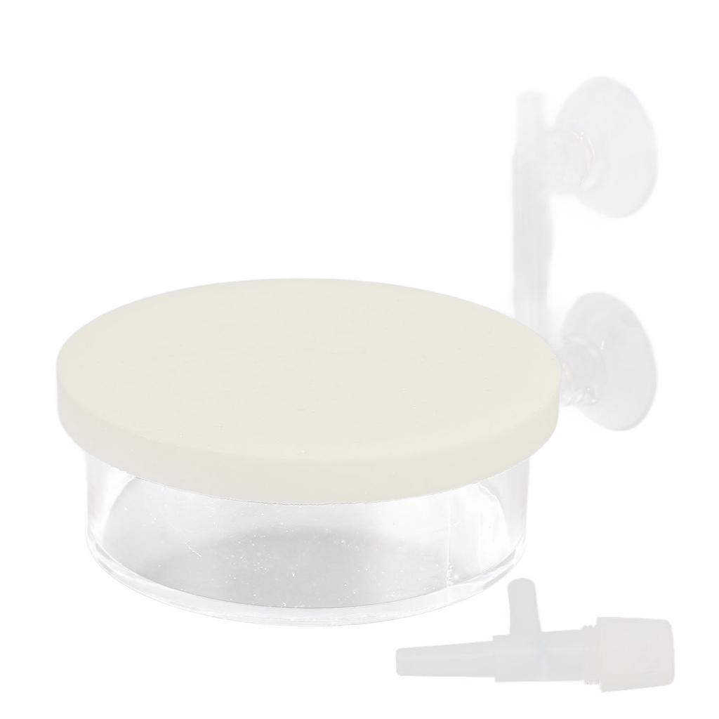 Aquarium Air Refiner High Dissolved Quiet Adjustable Fish Tank Nano Air Stone Disc with Double Suction Cups L White