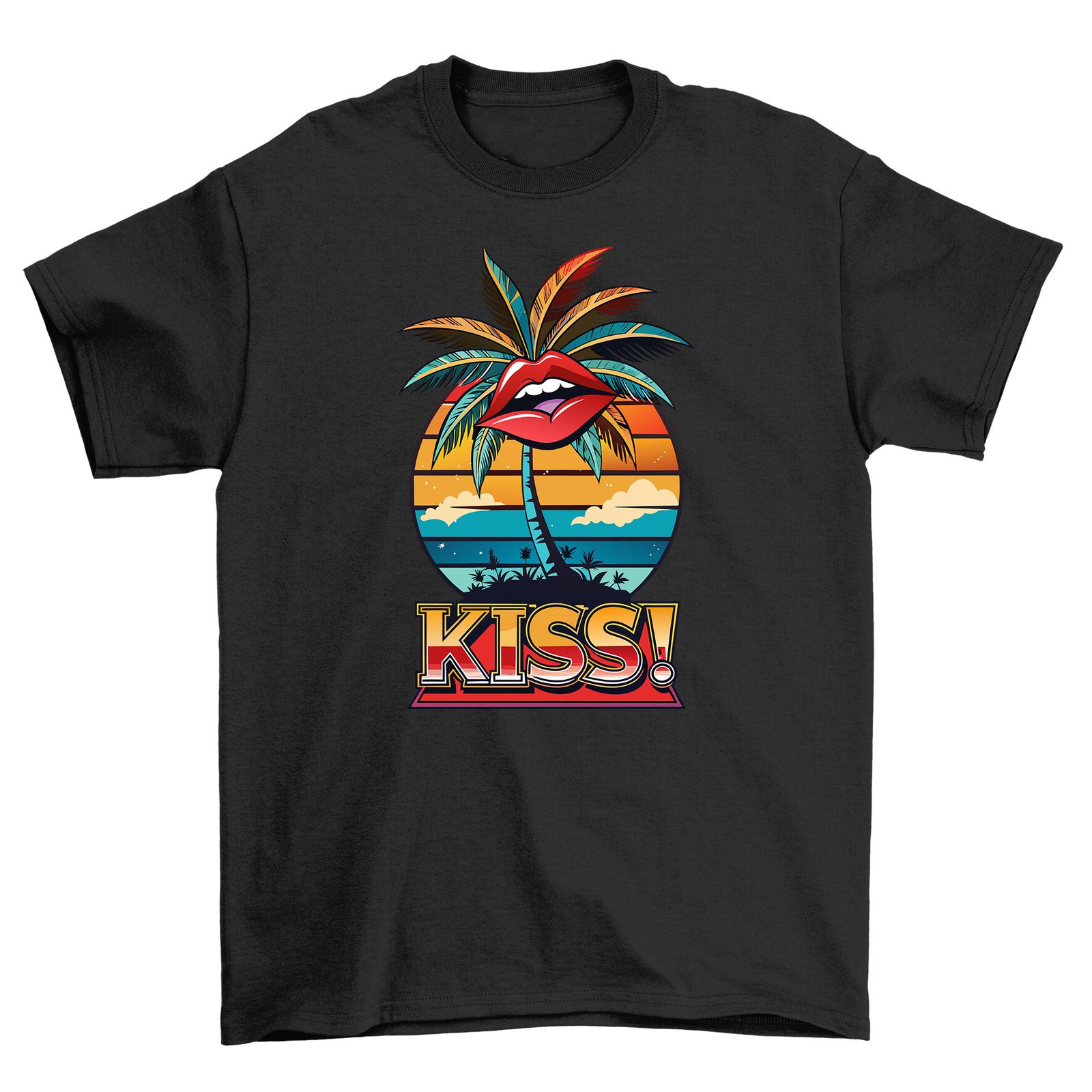 

Summer_25 Beach Vibes Kiss T-Shirt Mens Womens Tees Top - Fun under the sun! Unisex tee with palm tre S