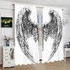 Wings Black and White Sketch -2pcs- Printed Curtain,100% Polyester Material, Suitable for Home Decoration