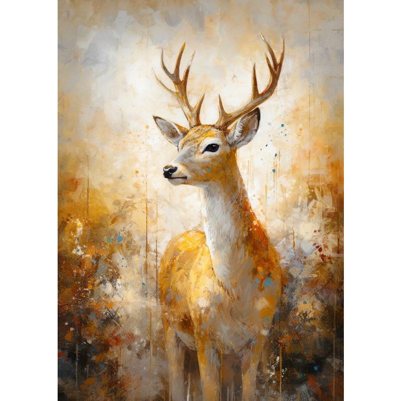 Lovely Animal Wild Deer Canvas Poster Cute Jungle Angel Wall Art Picture for Living Room Bedroom Club Bar Modern Home Decor Gift