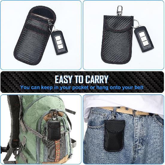 Tallew Faraday Bag For Key Protectors Fob 4 Pcs, Faraday Cage Protector, Car RFID Signal Key Fob Protector, Double Layers