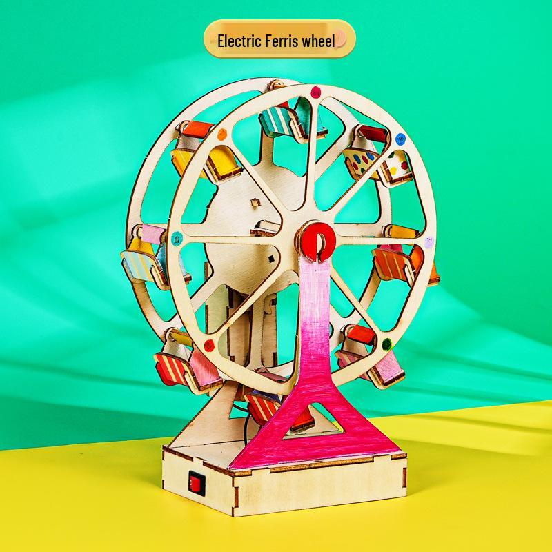 DIY Wooden Ferris Wheel Experiment Kit for Kids - Creative Craft with Interlocking Technology