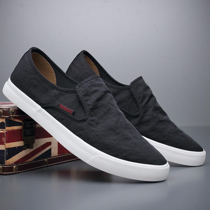 Summer canvas shoes men's one-pedal lazy shoes British loafers driving soft-soled old Beijing breathable casual cloth shoes