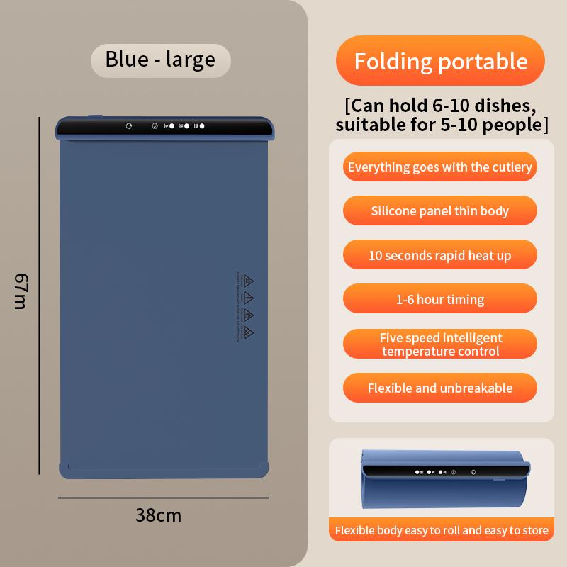 Electric Warming Tray Foldable Food Warmer Mat with 3 Tem Setting Fast Full Surface Heating Portable Electric Food Warming Tray