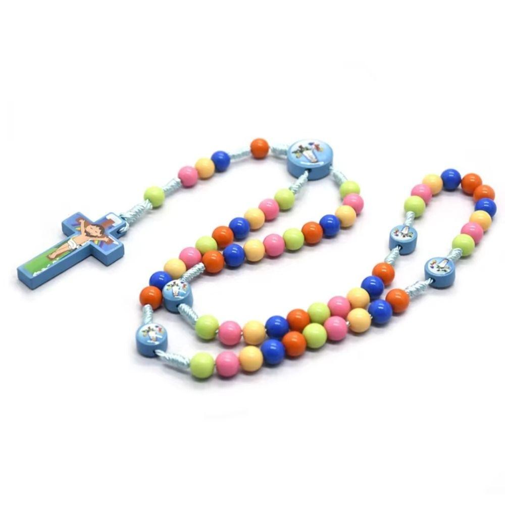 Barevný Korálek Dětský Růženec Náhrdelník Zábavný Křížek Přívěsek Řetízek Dětský Růženec Náhrdelník Modlete se