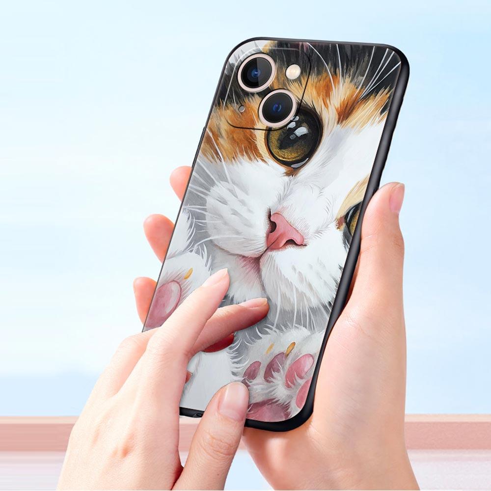 Cute Cat Phone Case Cover for iPhone 17 16 15 14 13 12 Pro Max 11 Pro Max 17 AIR Plus Shockproof Soft TPU Shell Fundas Capas Bag