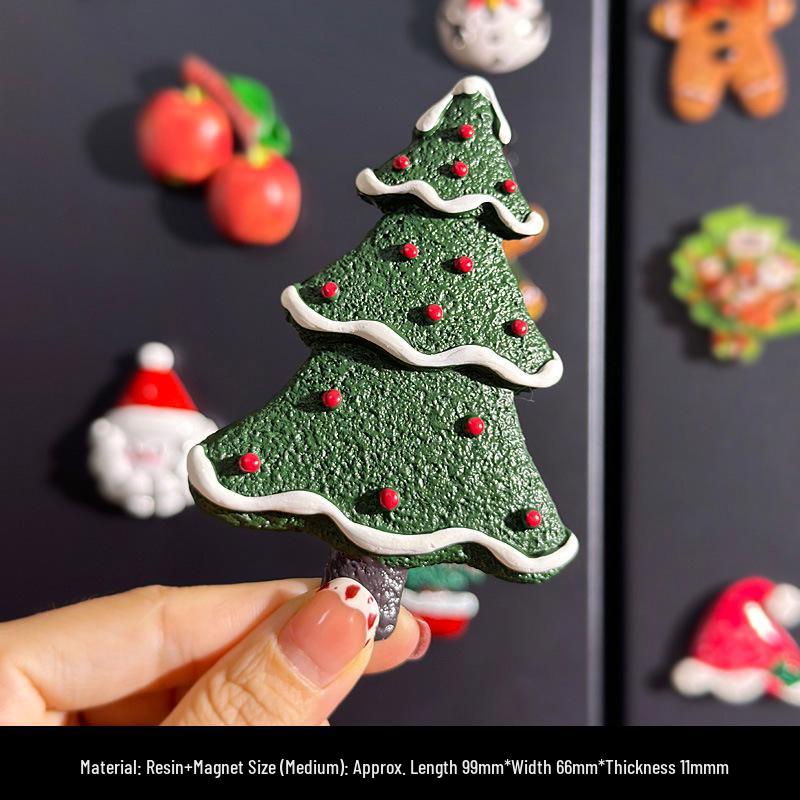 Magneti per Frigorifero di Natale Carini in Resina 3D: Pupazzo di Neve, Albero, Omino di Pan di Zenzero - Adesivi Magnetici Festivi per Decorazione.