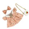 Girl Doll Clothes Accessories with Shoes Bow Bag for 20cm Dolls Floral Print Cute Girl Doll Clothing