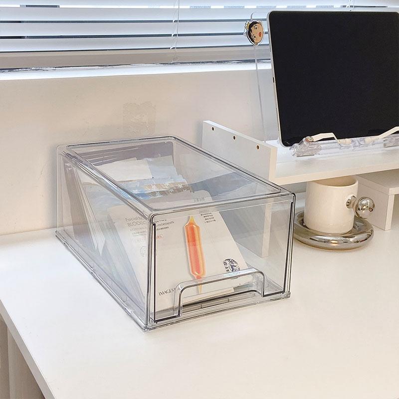 Acrylic Drawer-type Cosmetics Makeup Storage Box Organizer Desktop Storage Transparent Drawer Dustproof Mask Clear Boxes Cabinet