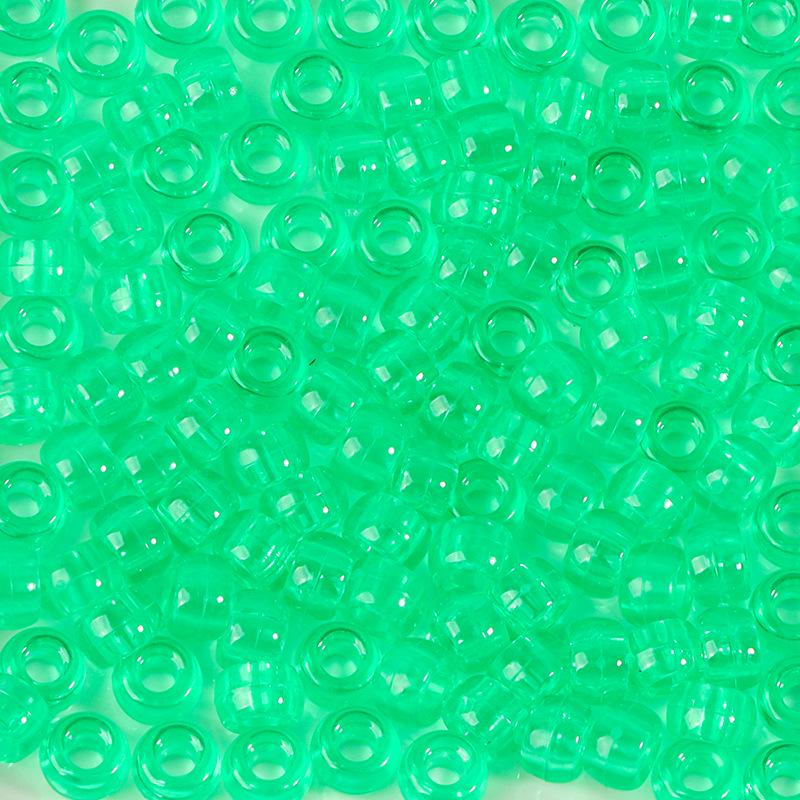 "100 Pcs Large Hole Transparent Frosted Barrel Beads - Colored Onion Powder Plastic Pony Beads for Dreadlocks and Wigs"