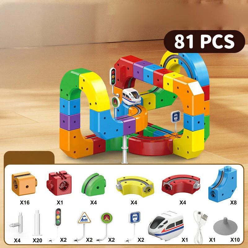 Children Magic Track Train Electric Assembled Building Blocks Magnetic Rail Car Maze Educational Toys for Kids Christmas Gifts