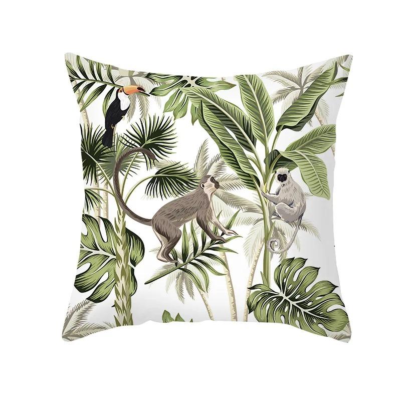 Tropical Rainforest Plant and Animal Print Pillowcases Sofa Cushion Covers Bedroom Children's Room Home Decoration
