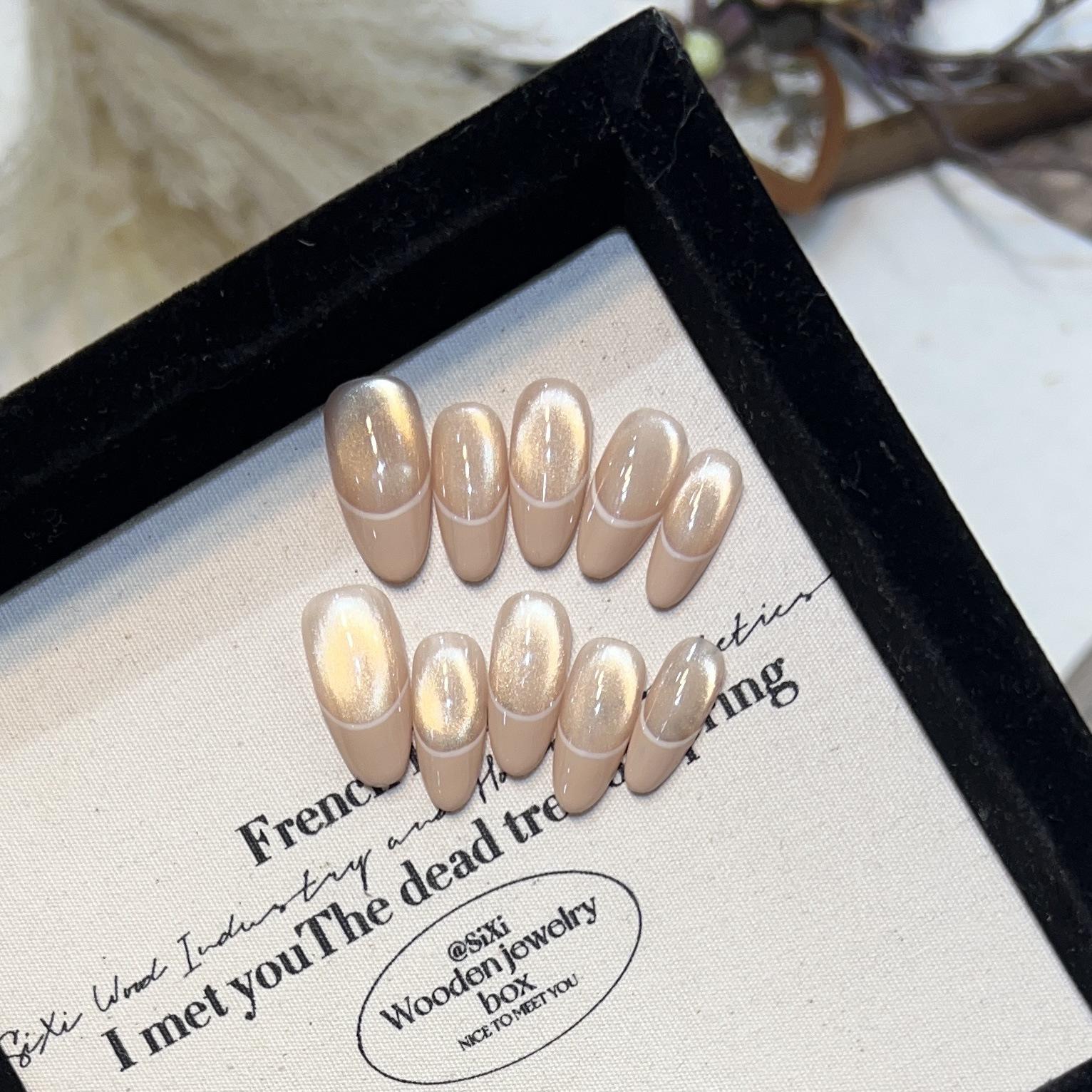 

Передовые серые французские кошачий глаз короткие носибельные ногти – нюдовые отбеливающие съемные типсы Large