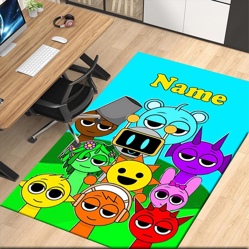 Custom Name Sprunki Printed Carpet, for Office Chair Living Room Bedroom Kitchen Room Decor Gifts.