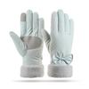 Warm Gloves for Women's Cloud Fleece Gloves Outdoor Cycling Bows Non Slip Students Cold Proof Touch Screen Winter Gloves