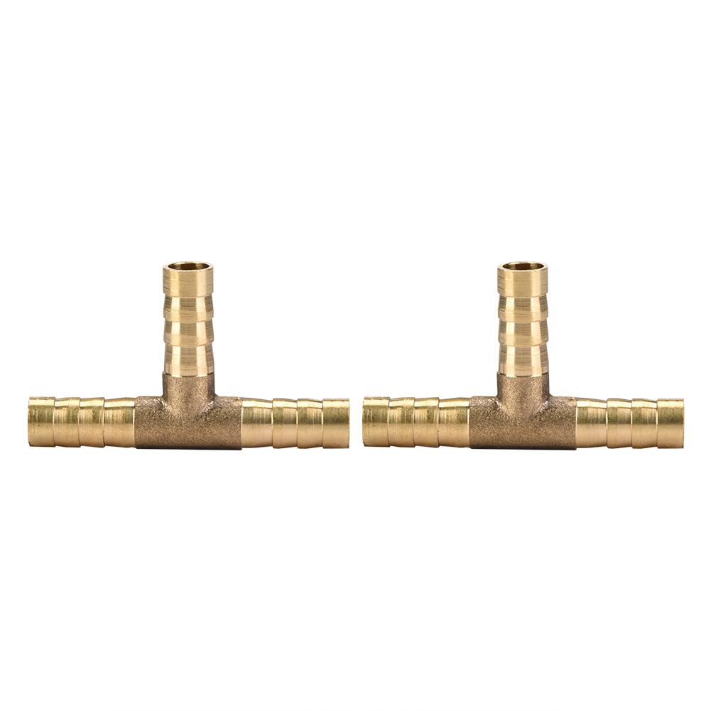 5pcs Brass T 3-Way Hose Joiner Fittings Barbed Connector Water Oil Gas Fuel (6mm)