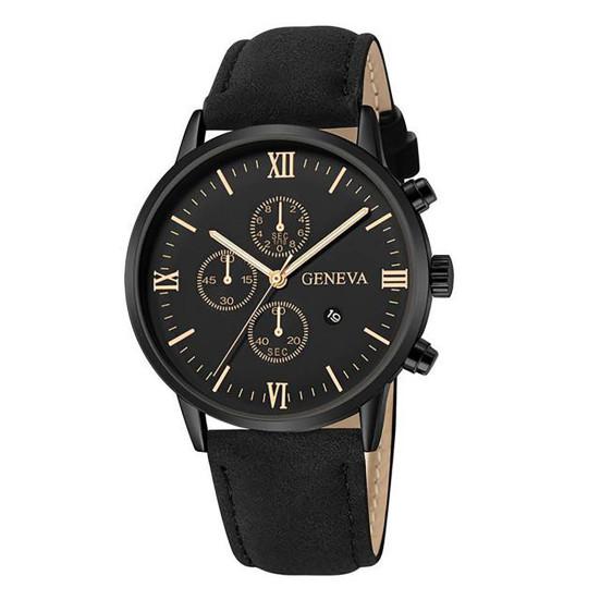 Reloj de Cuarzo para Hombre Esfera Redonda Pantalla de Agujas Precisas Resistente a Golpes y Arañazos Calendario Correa de Cuero Sintético Moda Sencillo Masculino de Negocios Cuarzo