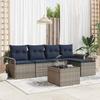 Garden Sofa Set with Cushions 6 Pcs Grey Poly Rattan