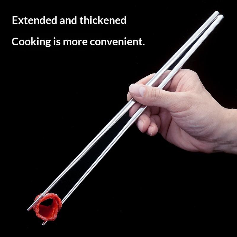 1Pair Stainless Steel Chopsticks Non Slip Tip Heat Resistant Reusable Dishwasher Safe For Home Asian Restaurant Daily Use