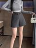 Black High-Waist A-Line Suit Shorts - Women's Spring/Summer Korean Style Casual Bootcut Shorts
