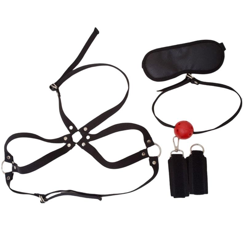 Bdsm Bondage Set Restraint Adult Game Handcuff Neck Collar Wrist Mouth Gag Strap Fetish Sex Toys For Woman Couples No Vibrator